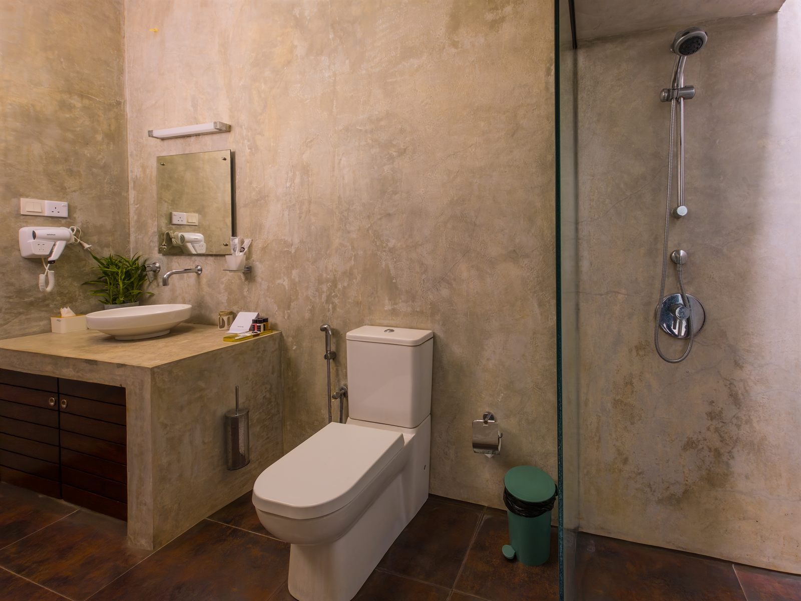 Superior Room bathroom with vanity, toilet, and shower